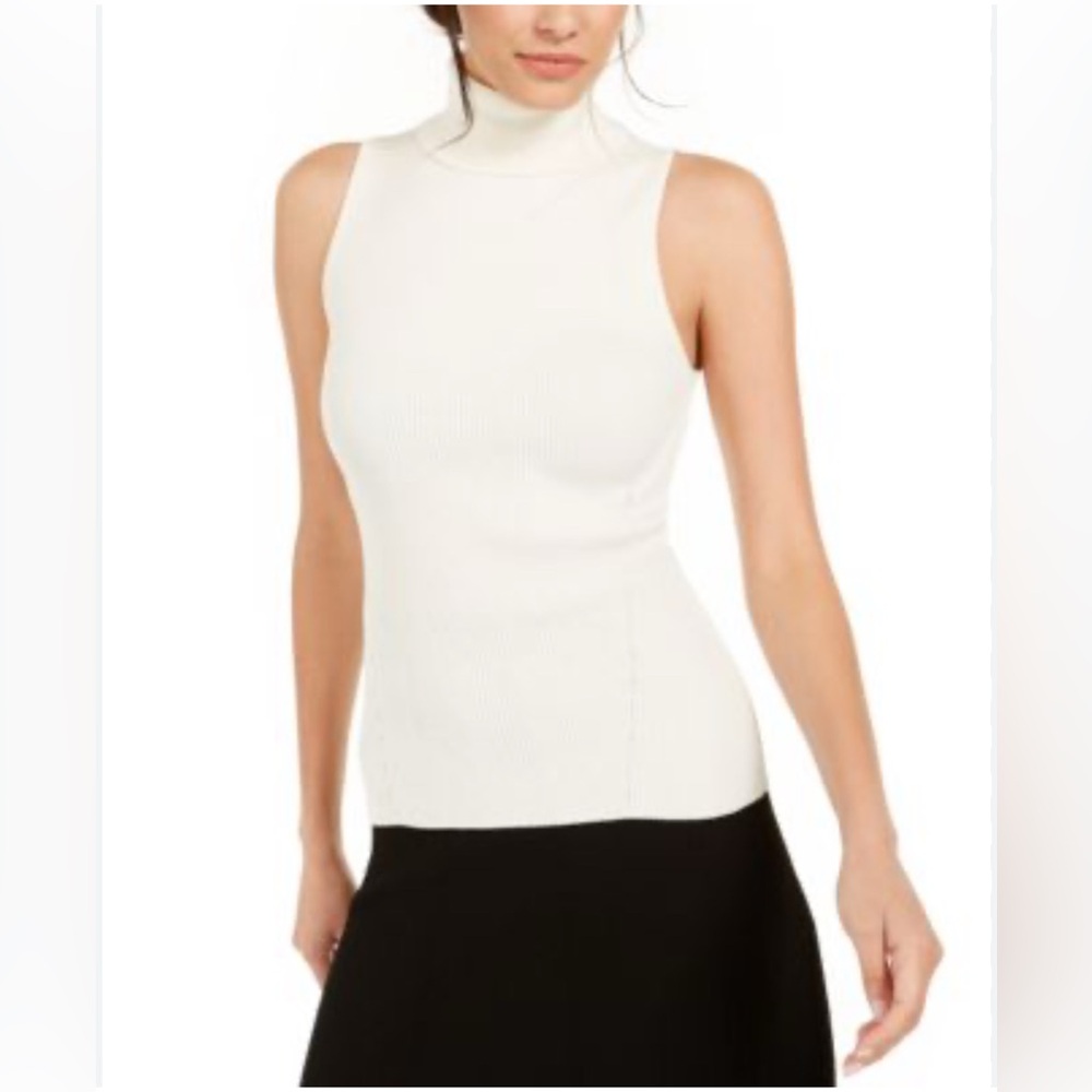 Anne Klein Women's Ribbed Sleeveless Turtleneck Top  size small